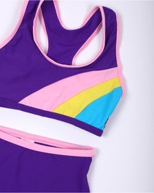 Resim Lio20 Kız Çocuk Mor Renk Yüzücü Alt-üst Şortlu Takım Mayo Bikini 