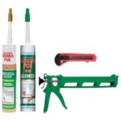 Resim Somafix Şeffaf Silikon Beyaz Silikonize Mastik Silikon Tabancası Falçata Seti 