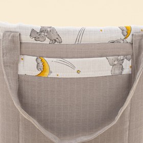 Resim Bebek Bakım Çantası - Açık Gri Muslin - Gri Tavşan 