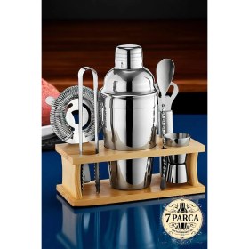 Resim Creatividad Solutions Shaker Kokteyl Set - 7 Parça 550 ml Shaker Coctail Set Bambu Standlı 721826 