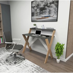 Resim Enda Home X Ayaklı Raflı Ders Çalışma Masası 50x90 cm Antrasit - Çam 