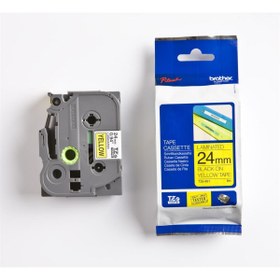 Resim Brother TZE-651 24 mm Sarı Üzeri Siyah Laminasyonlu Etiket 