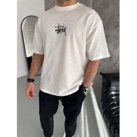 Resim Nemere Bisiklet Yaka Baskılı Oversize T-Shirt - Beyaz 