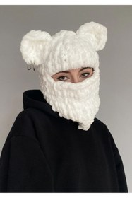 Resim KnitBee Balaclava, Kar Maskesi , Siyah Ayıcık Kulaklı Balaklava, Bere 