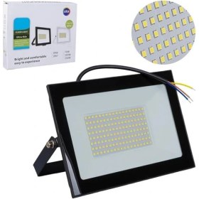 Resim 100 Watt - 220 Volt 6500K IP66 150* Işık Açısı Siyah Slim Kasa Beyaz LED Projektör (4944) 