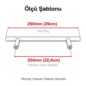 Resim Badem10 224 mm (10 Adet) Titanyum Renk Metal Mobilya Mutfak Dolap Çekmece Dolabı Kulbu Kulpu Kulpları 