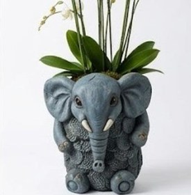 Resim Elephant Planter Vase, Decorative Flower Pot, Polyester Elephant Sculpture, Animal Decor - Object-14 