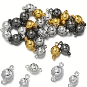 Resim 10 Adet/lot 6/8mm Yuvarlak Manyetik Bağlantı Kapakları Küre Şekilli Mıknatıs Tokalar Kolye Bileklik Takı Yapım Malzemeleri Hediye Aksesuarları 