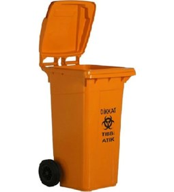Resim Safell Plastik Tıbbi Atık Çöp Konteyneri 120 Litre Turuncu 