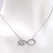 Resim Omar Silver Kadın Kalpli Sonsuzluk Model Zirkon Taşlı Gümüş Kolye (499206863) 