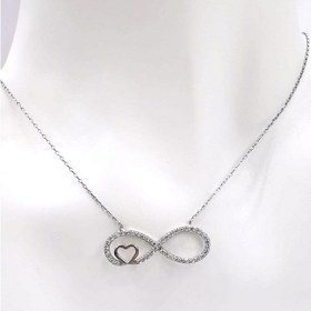 Resim Omar Silver Kadın Kalpli Sonsuzluk Model Zirkon Taşlı Gümüş Kolye (499206863) 