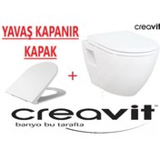 Resim Creavit Tp325 Terra Asma Klozet+ Ultima Duroplast Hidrolik Yavaş Kapanır Kapaklı 