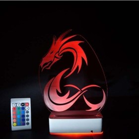 Resim Özel Tasarım 3D Dil Çıkartan Ejderha Led Lamba (458694119) 