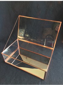 Resim Dekoratif Cam Takı Mücevherat Kutusu Aynalı 25X15X8 Cm 