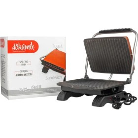 Resim Mediterian Siyah Döküm Tost Makinesi 1800W, Ev Tipi, Garantili, Beyaz Renk 