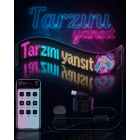 Resim Epilons Rgb LED Matrix Panel Esnek Yapı Uygulama Kontrollü Kayan Yazı Ekranı 