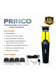 Resim Princo ŞARJLI DOKUNMATİK SARI DİJİTAL EKRAN SAÇ SAKAL TIRAŞ MAKİNASI PR-650 