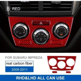 Resim Dream011 Subaru Impreza 2009-2011 Kırmızı Merkez Konsol Klima Düğme Çerçevesi Gerçek Karbon Fiber Dekor 
