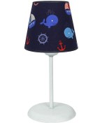 Resim Şenay Aydınlatma Çocuk Odası Konik Kumaş Abajur-Lacivert Balina 