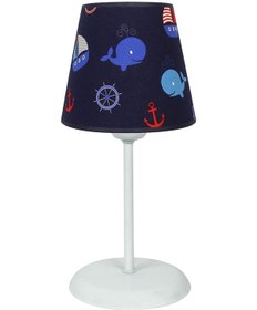 Resim Şenay Aydınlatma Çocuk Odası Konik Kumaş Abajur-Lacivert Balina 
