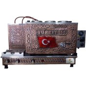 Resim 3lü Bakır Çay Ocağı Türkiyem Bayraklı Sadece Elektirikli Semaver 