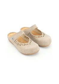 Resim Gezer Yazlık Kadın İç Tabanı Hakiki Deri Cırt Cırtlı Terlik Krem 