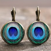 Resim 1 Çift Suteyi Vintage Tavuskuşu Tüyü Küpeler, Cam Taşlı Alaşım, Kadınlar için Tribal Tarzı Moda Takı, Günlük Kullanım & Hediye Fırsatları, Tavuskuşu Takıları 