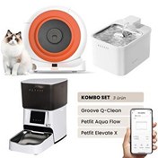 Resim Groove Q-Clean Otomatik Kedi Tuvaleti Turuncu - Petfit Aqua Flow Akıllı Su Pınarı Çeşmesi - Petfit Elevate X Otomatik Mama Kabı 