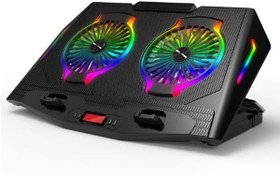 Resim Coverzone Dizüstü Bilgisayar Notebook Soğutucu Laptop Stand RGB Renkli Oyuncu Laptoplarına Özel 2 Büyük Fanı İle Hızlı Soğutma 2 USB Girişli Fonksiyonel Çok Amaçlı Telefon Tutucu Özellikli N10 
