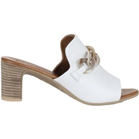 Resim Bueno Shoes Beyaz Deri Kadın Topuklu Terlik 01wu9502 