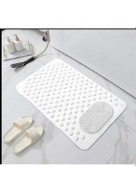 Resim Beyaz Renk Silikon Kaymaz Tabanlı Banyo Paspası Duş Kaydırmazı Va Beyaz 