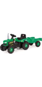 Resim Dolu Römorklu Pedallı Traktör Yeşil Çocuklar İçin Beden Gelişimini Destekler 