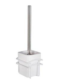 Resim Saban Duvara Monte Tuvalet Fırçası Paslanmaz Çelik Sap, Değiştirilebilir Fırça Başlığı, Vidalı Montaj Beyaz 