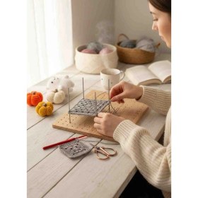Resim Woodmomente Metal Çubuklu Motif Tahtası 29X29 cm 8mm Hfr Dayanıklı Dekoratif Panel Seti 