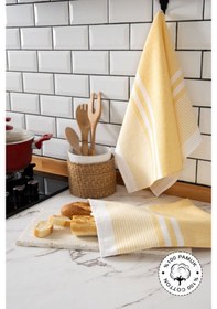 Resim 45x65, 2'li Kurulama Bezi, %100 Pamuk Yüksek Su Emici Sarı 