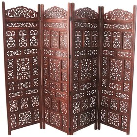 Resim Livenda Ahşap Maun Rengi El Oyması Paravan NO:A 