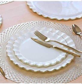 Resim Glore Zarif Solid Krem Wavy Pasta Tabağı 21cm 6 Lı -81442 