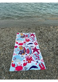 Resim Baskılı Plaj Havlusu Pembe - Kırmızı 