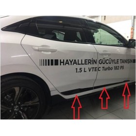 Resim OLED GARAJ Honda Civic İçin Uyumlu Hatchback Siyah Kapı Çıtası Piano Black Fk7 