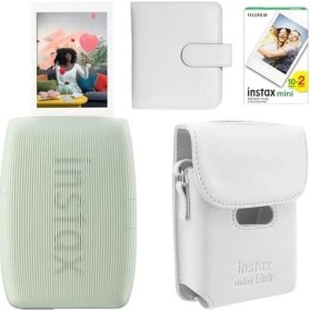Resim Mabeyn Mini Link 3 Yeşil Akıllı Telefon Yazıcısı Beyaz Çanta Deri Albüm ve 20'li Mini Film 