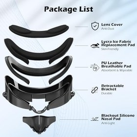 Resim Facial Interface Face Cover Pad for Meta/Oculus Quest 3 VR Accessories, Breathable PU Leather Face Cushion with Anti-Light Nose Pad and Anti-Scratch Lens Protector 