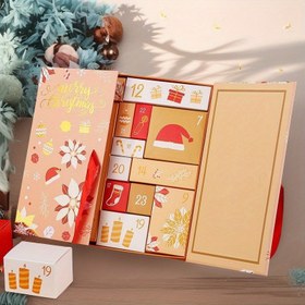 Resim 24 Kapılı Noel Advent Takvimi Kutusu - 24 Numaralı Kapılı, Çok Bölmeli 24 Günlük Tatil Sürprizleri, Ruj Saklama ve Mini Hediye Organizatörü (Malzeme) - Kapı 1-24 ve s 