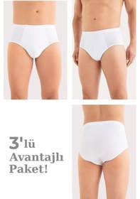 Resim Arma Yıldız Erkek Pamuklu Külot Düz Beyaz Beli Lastikli 3'lü Paket Beyaz 