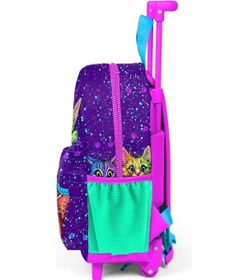 Resim Minik Yuva Çekçekli Sırt Çantası Mor Pembe Kedi Desenli İki Bölmeli 24032 
