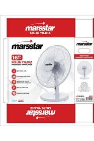 Resim Marsstar MS-16 Yıldız Masaüstü Vantilatör – 40 cm Çap, Sessiz Motor, 5 Pervane 
