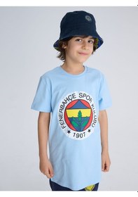 Resim Fenerium Fb Tsrt 118 Fenerbahçe Lisanslı Renkli Logo Sıfır Yaka Çocuk T-shirt Mavi 