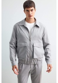 Resim Defacto Relax Fit Polo Yaka Fermuarlı Mont F0417ax25augr377 Gri 