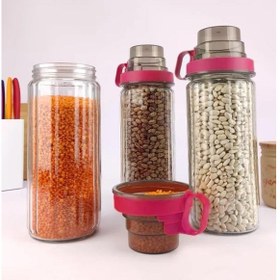 Resim Digithome Herevin 3 Lü Ölçü Kaplı Kavanoz Seti Pembe 1,43 Lt 131392-560 C1-1-139 