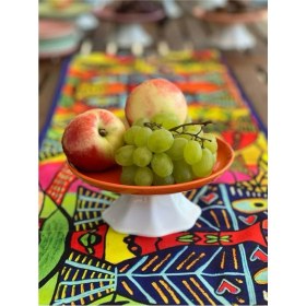 Resim Megg Rengarenk Soft Turuncu Ayaklı Meyvelik Sunum Kasesi Kek Standı Çap 21CM Yükseklik 10 cm 