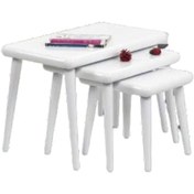Resim Zigon OSM CLASS Model Sehpa Parlak Beyaz Ahşap Kayın torna Retro ayak El Yapımı 